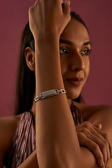 White Finish Cubic Zirconia Openable Bracelet In Sterling Silver