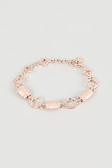 Rose Gold Finish Cubic Zirconia Openable Bracelet In Sterling Silver