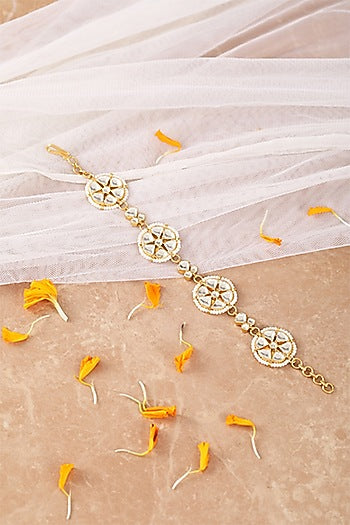 Gold Plated Kundan Polki Bracelet In Sterling Silver