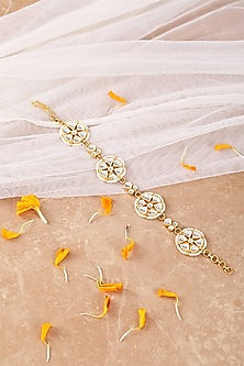 Gold Plated Kundan Polki Bracelet In Sterling Silver