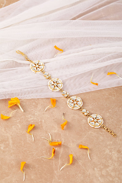 Gold Plated Kundan Polki Bracelet In Sterling Silver