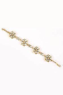 Gold Plated Kundan Polki Bracelet In Sterling Silver