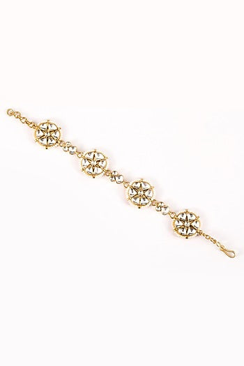 Gold Plated Kundan Polki Bracelet In Sterling Silver
