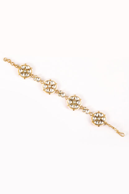 Gold Plated Kundan Polki Bracelet In Sterling Silver