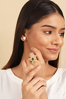 Gold Plated Zircon Ring In Sterling Silver