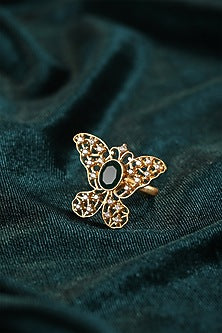 Gold Plated Zircon Ring In Sterling Silver