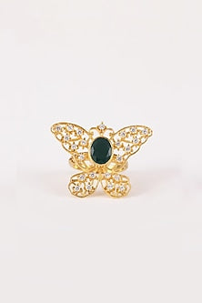 Gold Plated Zircon Ring In Sterling Silver