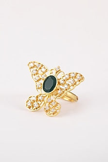 Gold Plated Zircon Ring In Sterling Silver