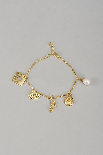 Gold Finish Zircon Bracelet In Sterling Silver