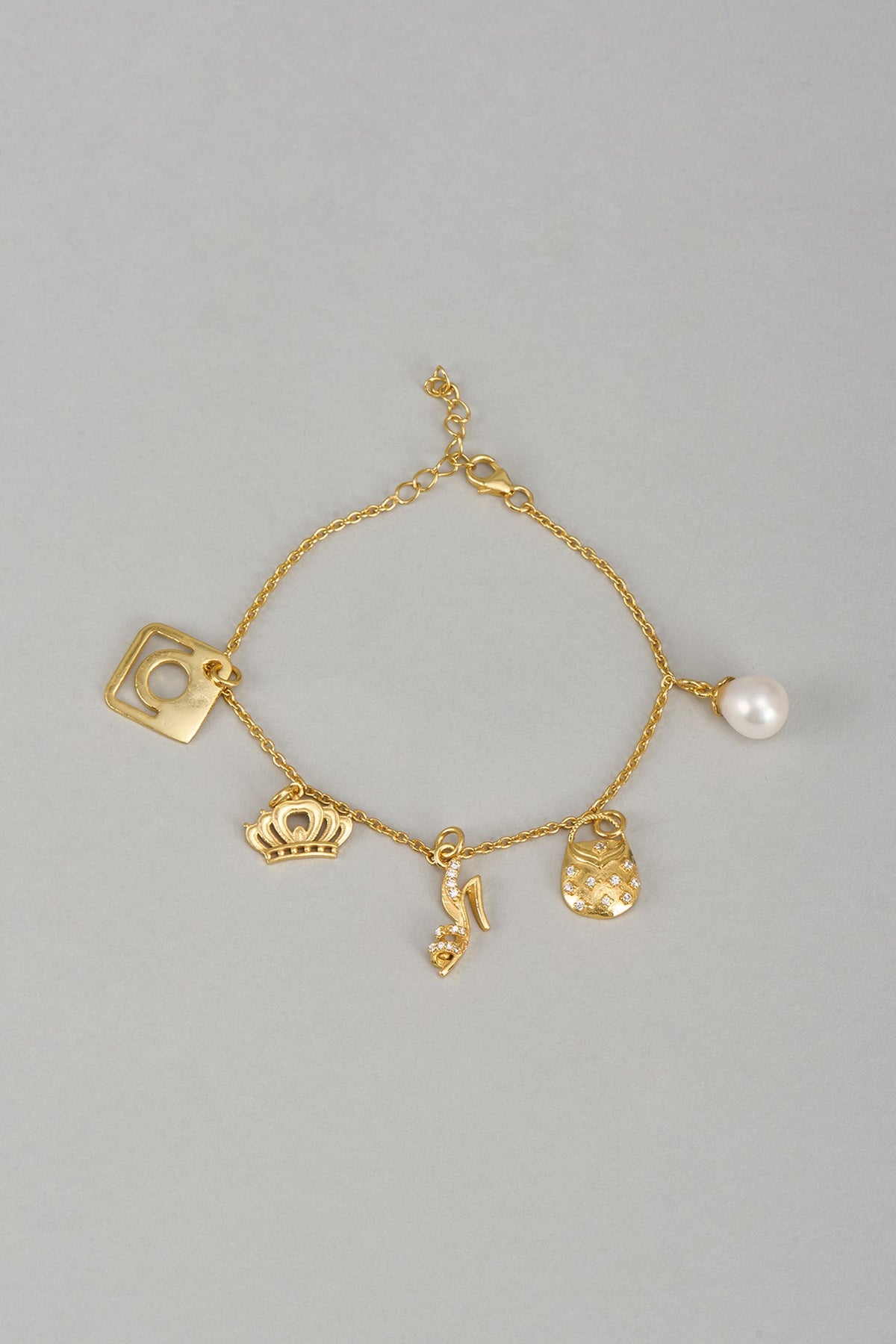 Gold Finish Zircon Bracelet In Sterling Silver