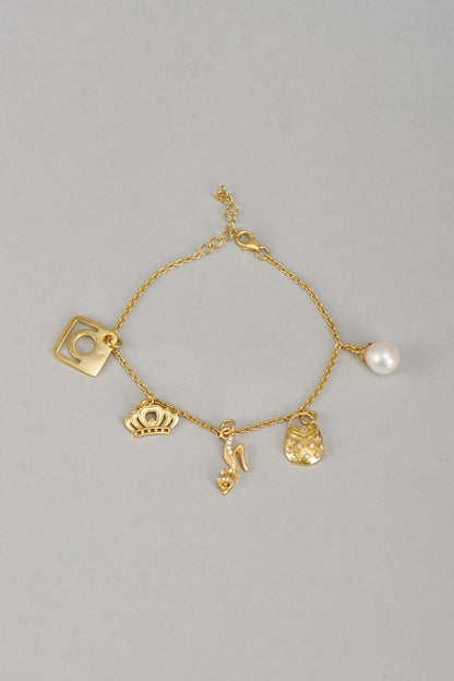 Gold Finish Zircon Bracelet In Sterling Silver