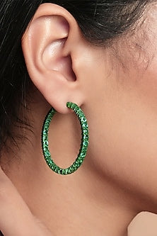 20kt Yellow Gold Zambian Emerald Hoop Earrings