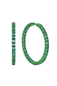 20kt Yellow Gold Zambian Emerald Hoop Earrings