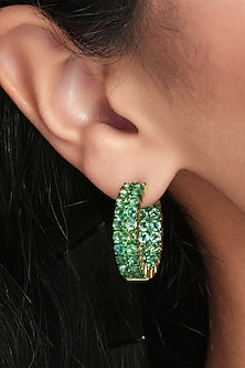20kt Yellow Gold Zambian Emerald Hoop Earrings