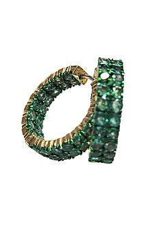 20kt Yellow Gold Zambian Emerald Hoop Earrings