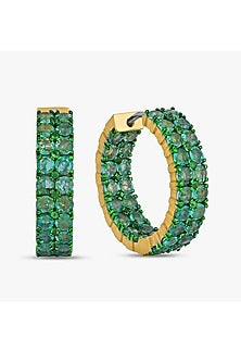 20kt Yellow Gold Zambian Emerald Hoop Earrings