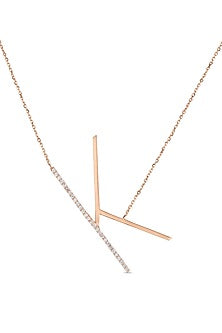 14kt Yellow Gold Diamond Slant Initial Necklace