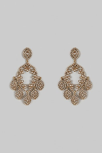 Two-Tone Finish Synthetic Stone Dangler Earrings