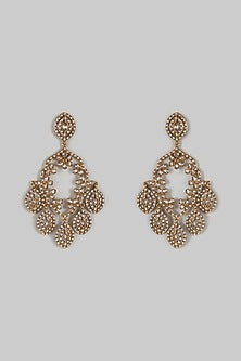 Two-Tone Finish Synthetic Stone Dangler Earrings
