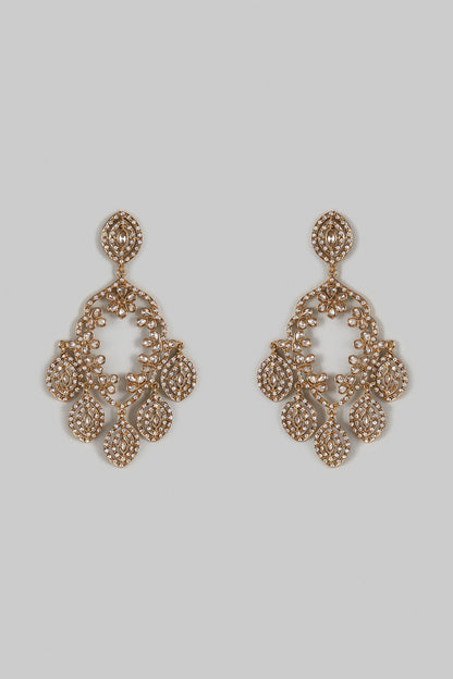 Two-Tone Finish Synthetic Stone Dangler Earrings