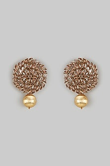 Two-Tone Finish Synthetic Stone Dangler Earrings