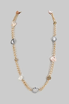 Gold Finish Pearl Long Necklace