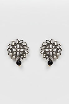 Black Rhodium Finish Black Drop Dangler Earrings