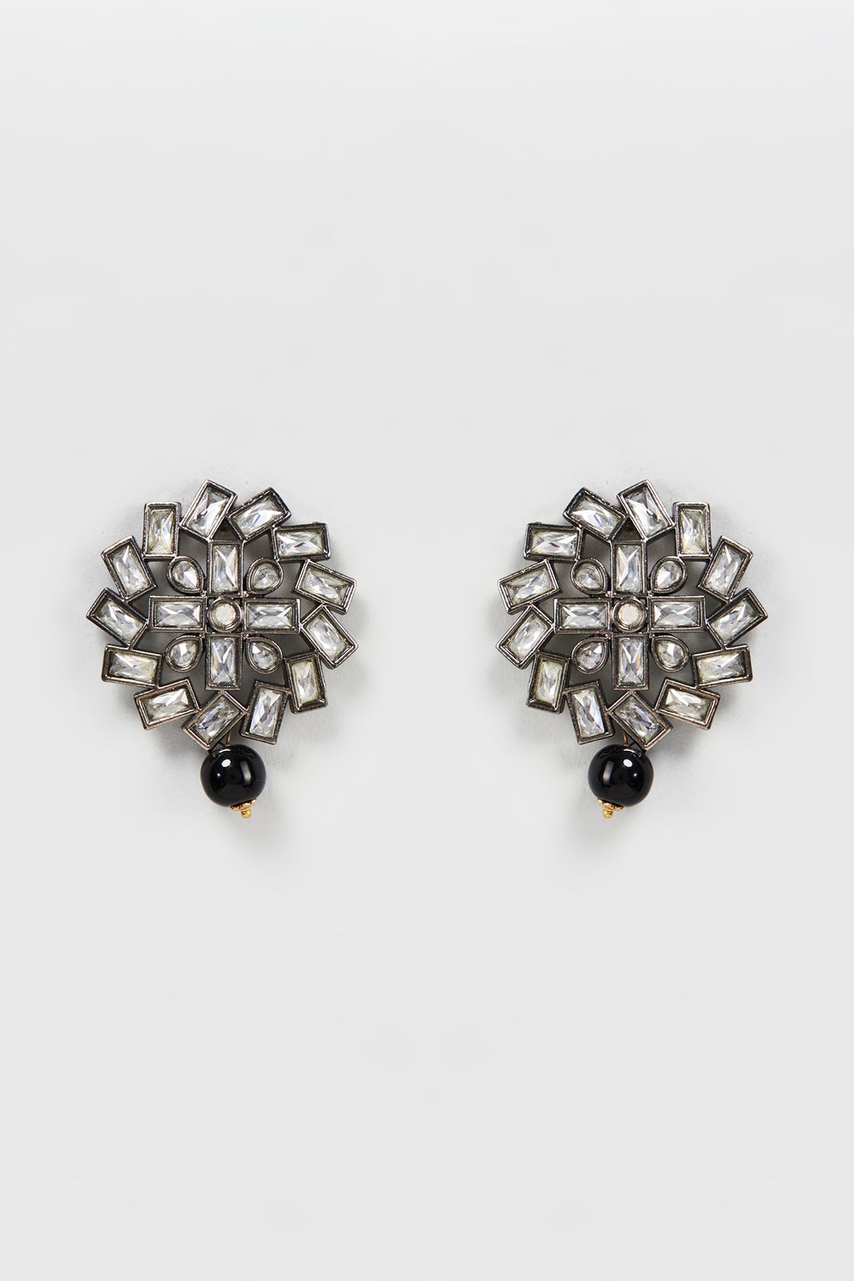 Black Rhodium Finish Black Drop Dangler Earrings