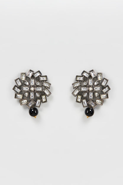 Black Rhodium Finish Black Drop Dangler Earrings