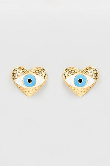 Gold Finish Evil Eye Stud Earrings