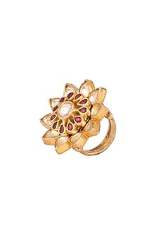Gold Plated Red Onyx Ring