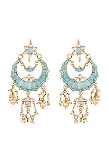Gold Plated Turquoise Enameled Earrings