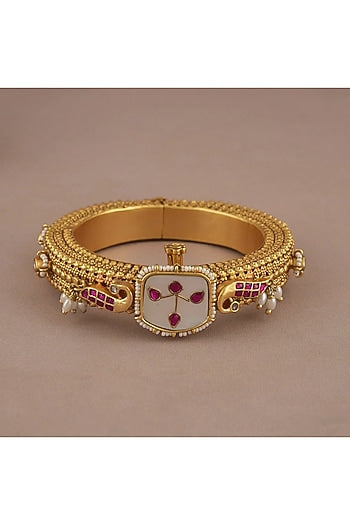 Gold Finish Ruby Stone kada