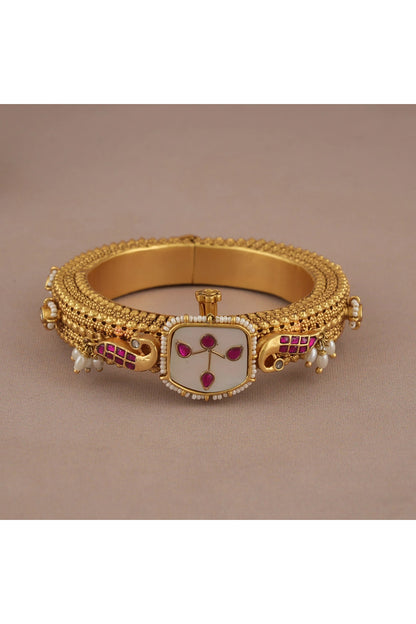 Gold Finish Ruby Stone kada