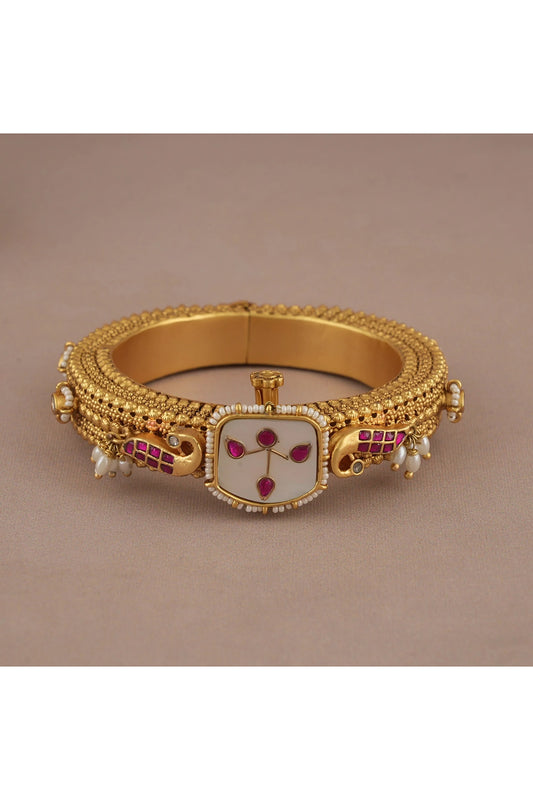 Gold Finish Ruby Stone kada