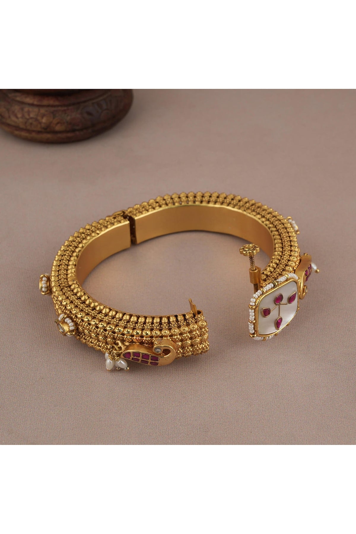 Gold Finish Ruby Stone kada