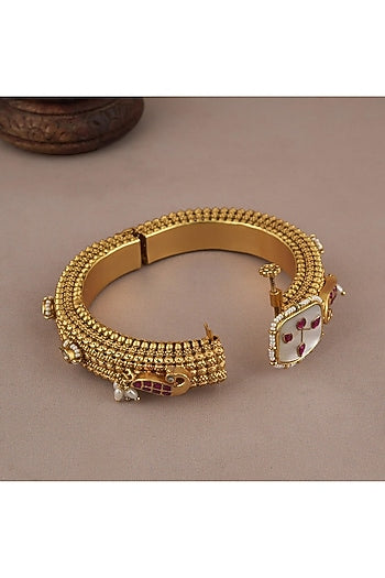 Gold Finish Ruby Stone kada