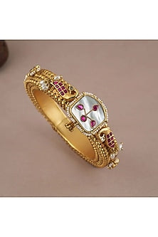 Gold Finish Ruby Stone kada