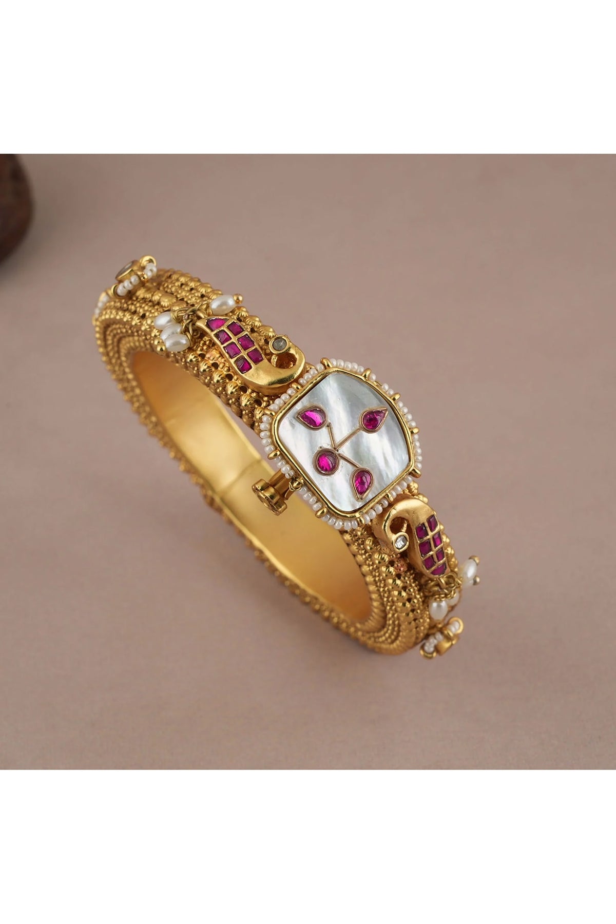 Gold Finish Ruby Stone kada