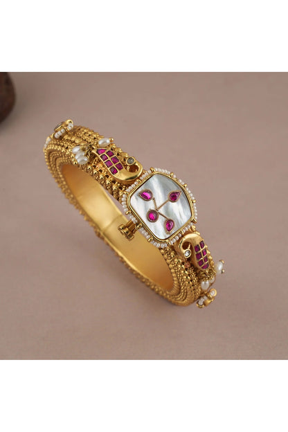 Gold Finish Ruby Stone kada