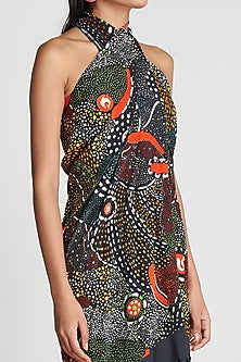 Grey Viscose Cellulose Crepe Fringed Cover-Up