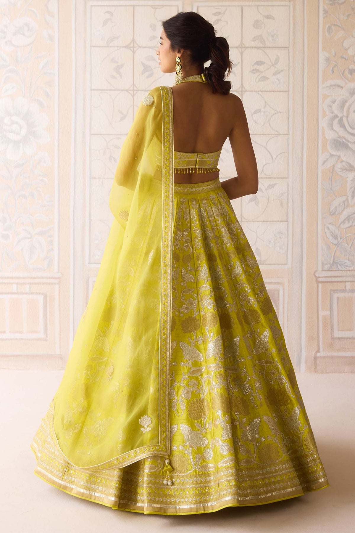 Spring Green Raw Silk Applique & Thread Embroidered Lehenga Set