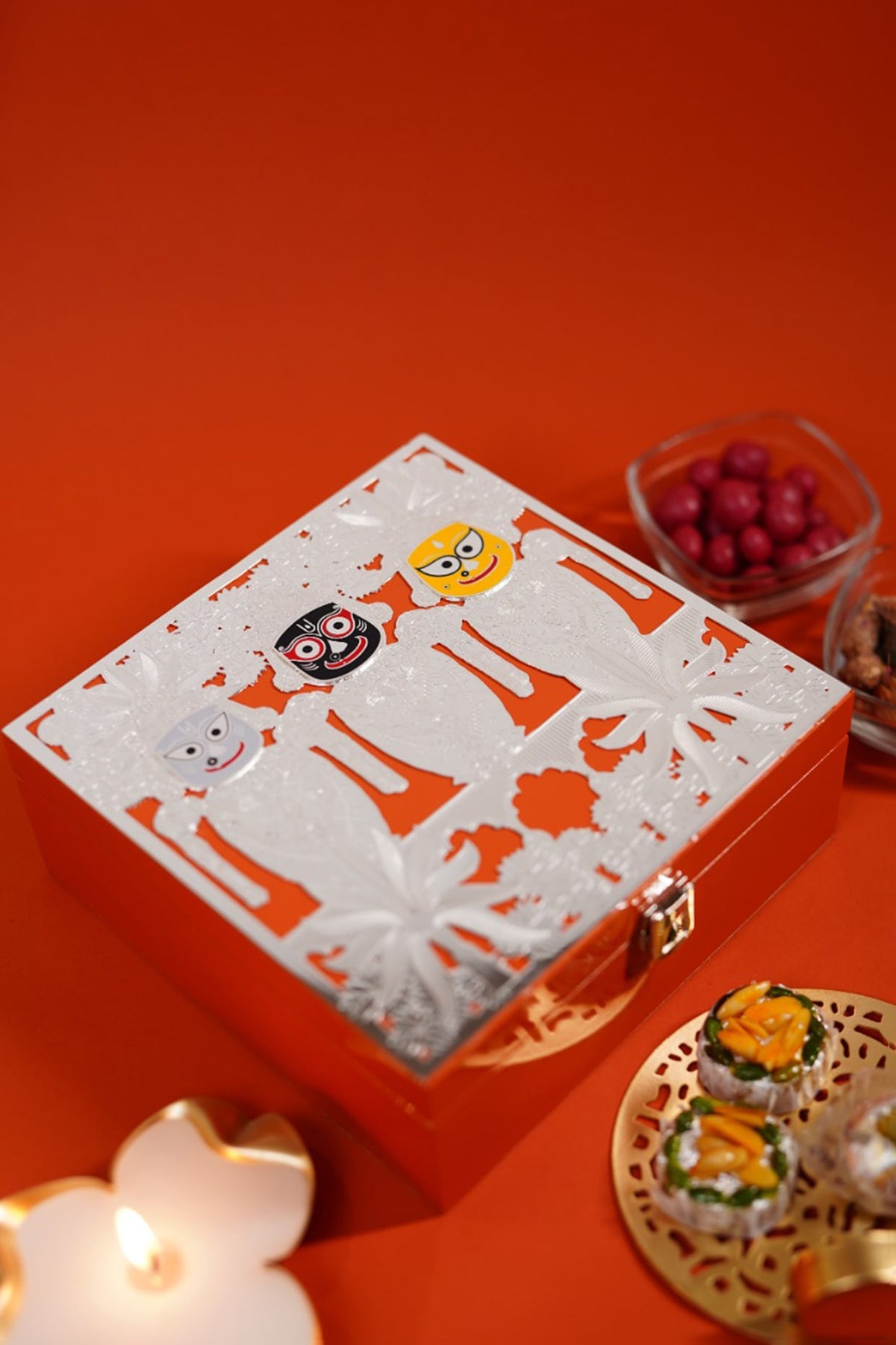 Silver Plated Enameled Lord Jagannath Multi-Purpose Box