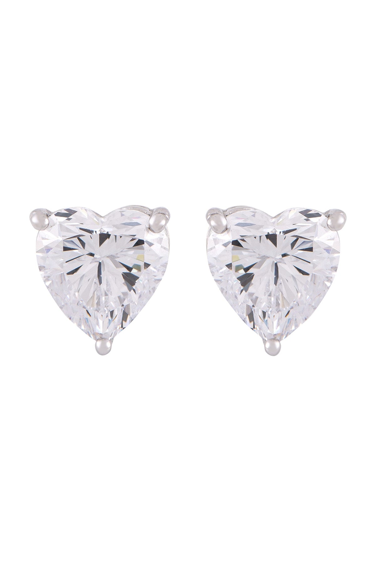 White Finish Swarovski Stud Earrings In Sterling Silver