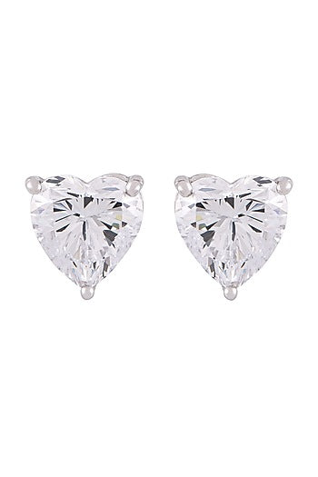 White Finish Swarovski Stud Earrings In Sterling Silver