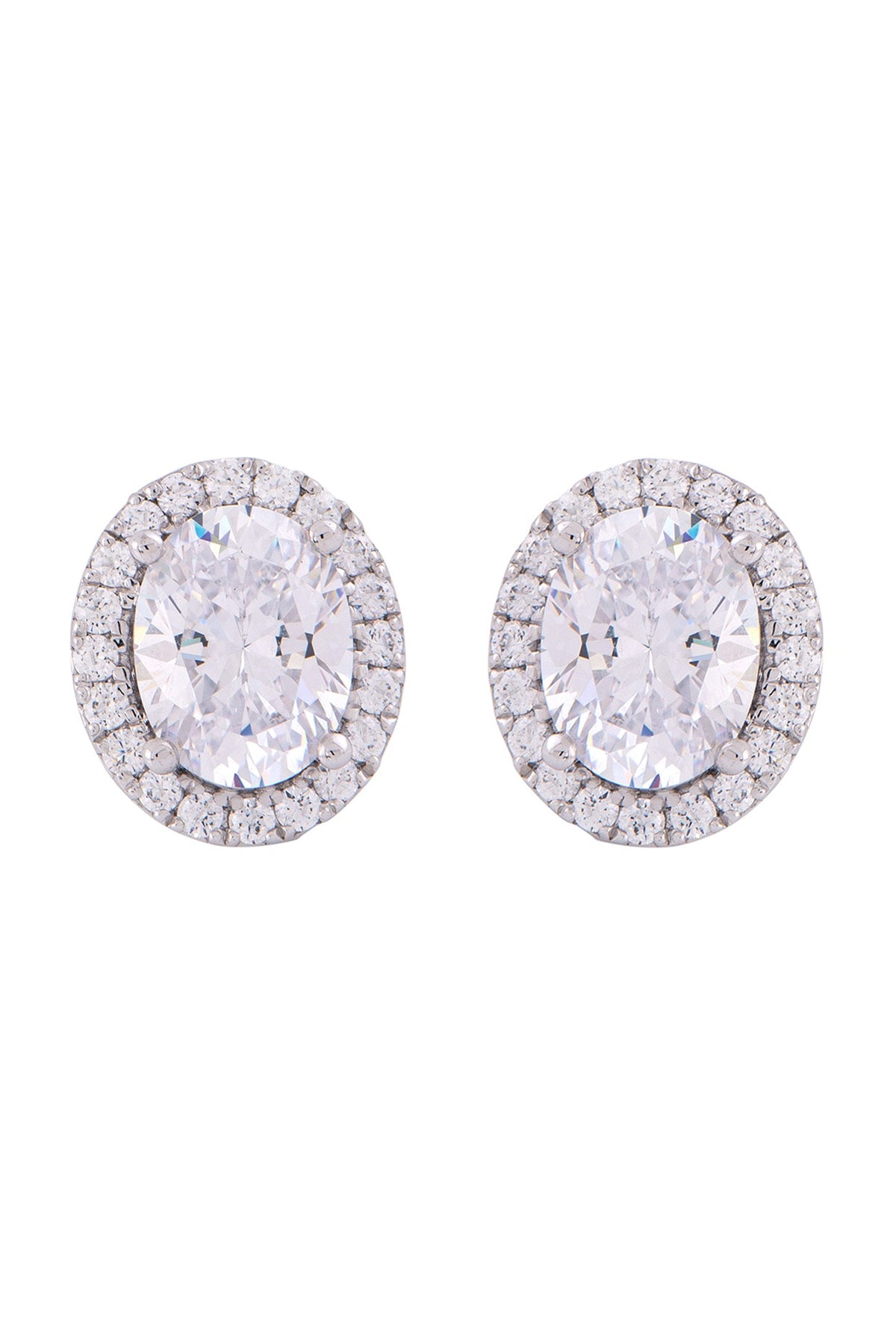 White Finish Swarovski Zirconia Stud Earrings In Sterling Silver