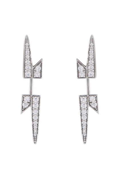 White Finish Swarovski High-Voltage Earrings In Sterling Silver