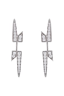 White Finish Swarovski High-Voltage Earrings In Sterling Silver