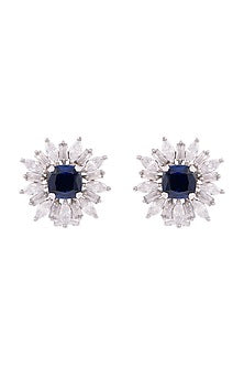 White Finish Swarovski & Sapphire Earrings