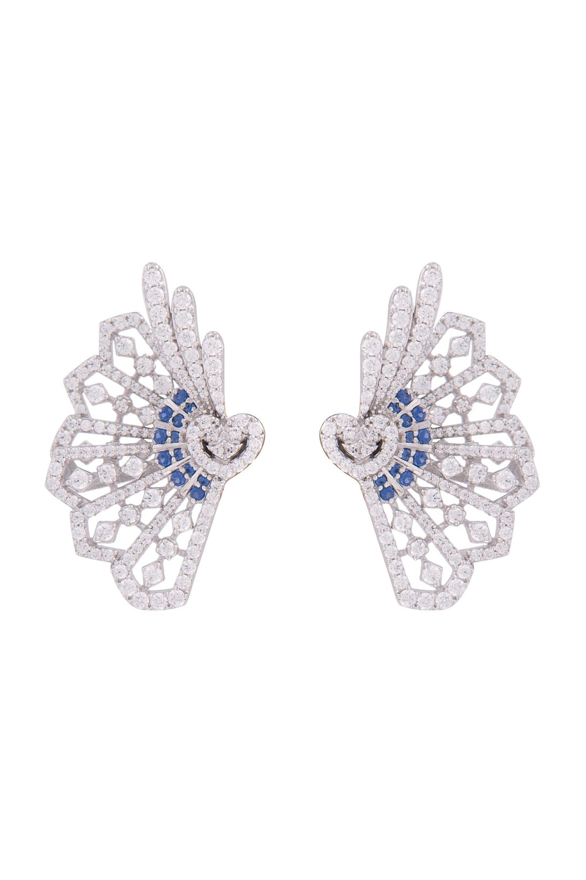 White Finish Palm Leaf Swarovski Earrings